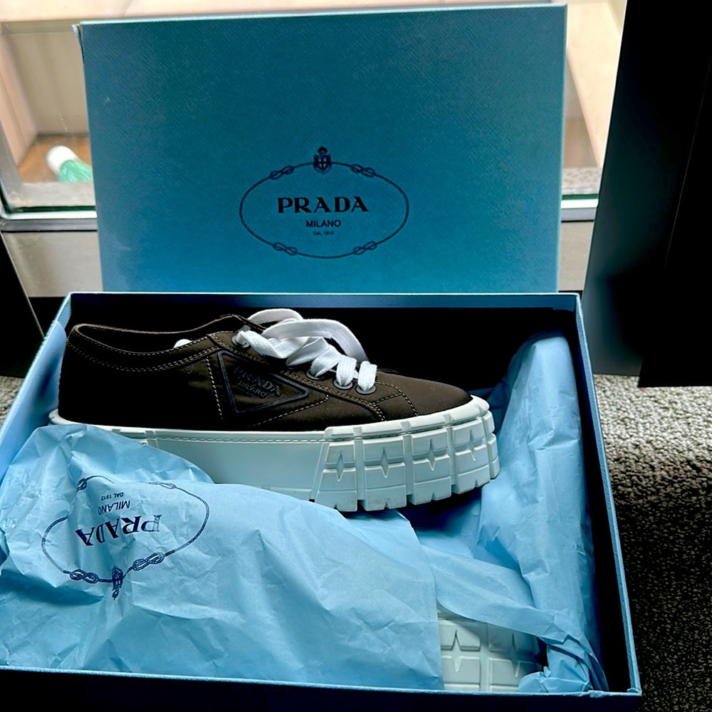 Prada Double Wheel nylon gabardine sneakers, size 38